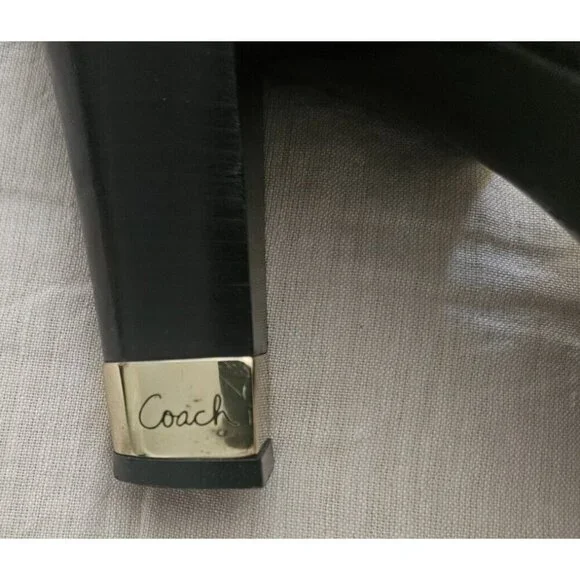 Coach Giada Black Patent Leather Slip On Sandals Size 7.5M - Picture 6 of 8